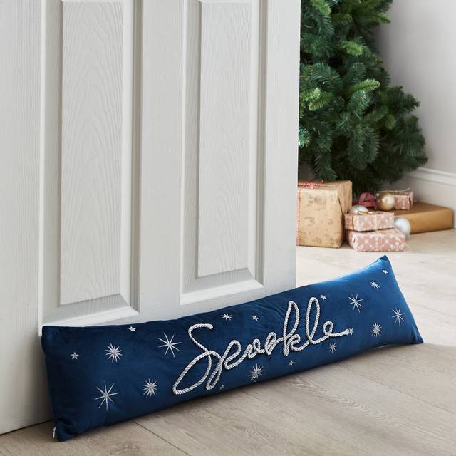 Christmas Sparkle Door Draught Excluder - Blue (20cm H X 90cm W X 15cm D)
