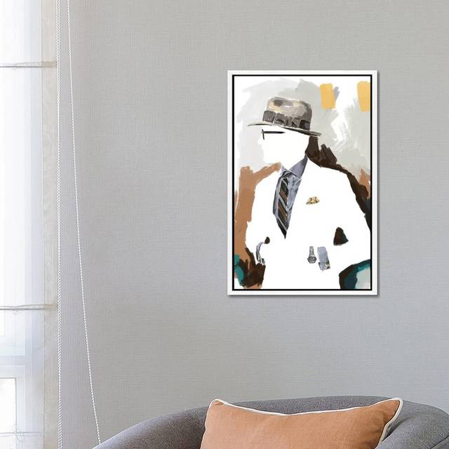 Vintage Menswear In White by Sunflowerman - Gallery-Wrapped Canvas Giclée - White Framed (66.04 cm H x 45.72 cm W)