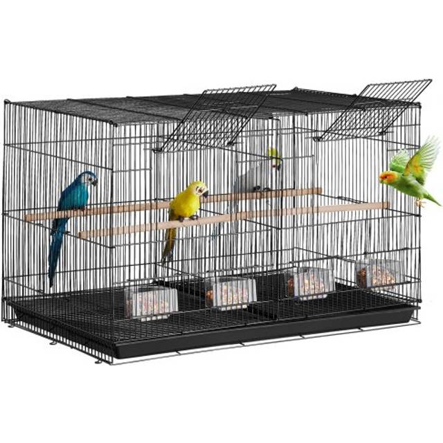 VEVOR Bird Flight Cage with Divider 18 in Small Metal Parakeet Cage Black