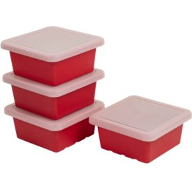 ECR4Kids Square Bin with Lid  Storage Containers  Red  4-Pack