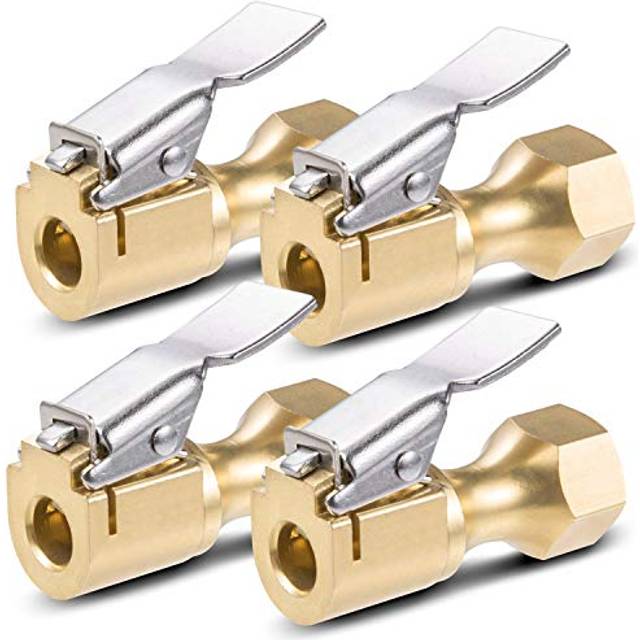 AstroAI 4 Pack Air Chuck  Heavy Duty Closed Flow Lock On Tire Chuck with Clip for Inflator Gauge Compressor Accessories