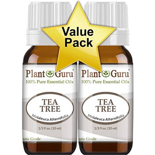Tea Tree Essential Oil Set 10 ml. 2 Pack - 100% Pure Undiluted Therapeutic Grade Extract of Melaleuca Alternifolia for Skin  Body  Hair Growth  Scalp