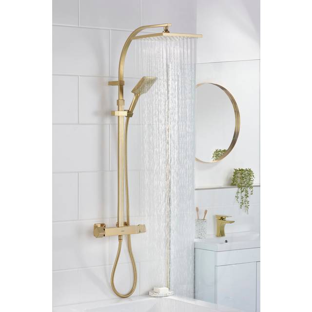 Bristan Quadrato Safe Touch Bar Shower Mixer Brushed Brass QD SHXDIVCTFF BB