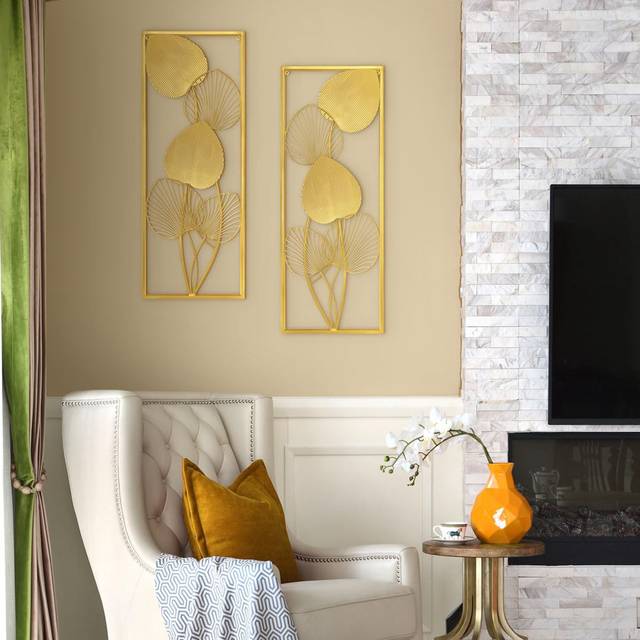 2 Piece No Frame Print on Metal - Gold (30cm H X 81cm W)