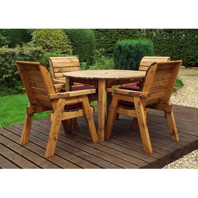 Feliciano 4 Seater Dining Set with Cushions - Burgundy (4)