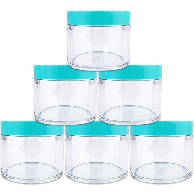 Beauticom 12 PIECES 60 Grams60 ML 2 Oz Leak Proof Round Acrylic Container Jars with Screw Cap Lids for Beauty Cosmetic Jewelr