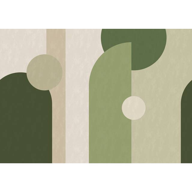 Art For the Home Curve & Arch Geometric Print To Order Mural - Green (400cm L x 280cm W)