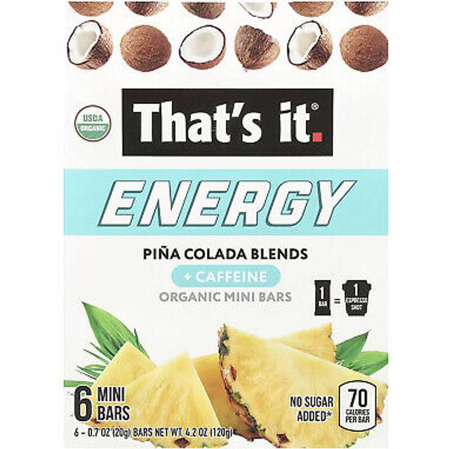 That's It Mini Bars Organic Energy + Caffeine Pina Colada Blends 6 Mini Bars