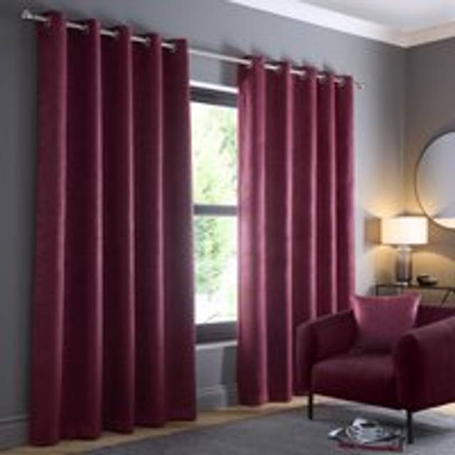 Fusion Strata Dim-Out Eyelet Curtains - Wine - width: 117x137cm(46x54inches)