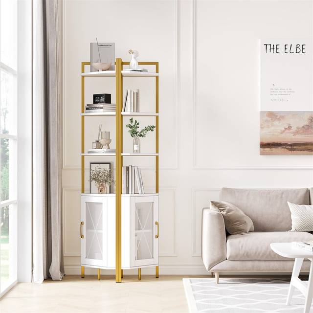 Bibian 181cm H x 32cm W Metal Corner Bookcase - White