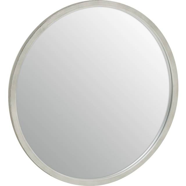 Lennear Round Aluminium Framed Wall Mounted Bathroom / Vanity Mirror in Black - Antique Silver (60cm x 60cm)