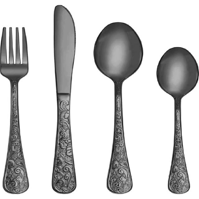 Astoria Grand Winton 24 Piece Stainless Steel Cutlery Set , Service for 6 - Black (24)