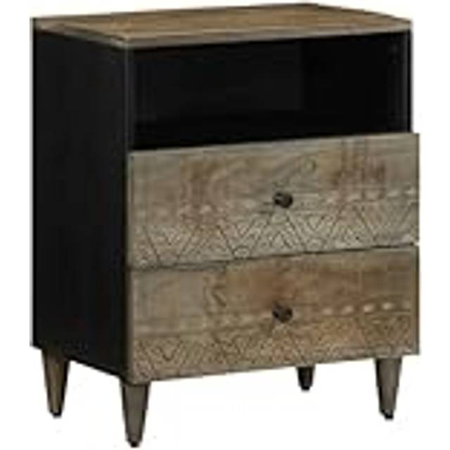 vidaXL Bedside Cabinet Light Grey 50x33x60 cm Solid Wood Mango
