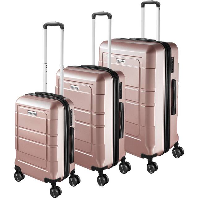 Suitcase Luggage Set - L, M & S sizes, ABS plastic, swivel wheels, combination lock - rose gold