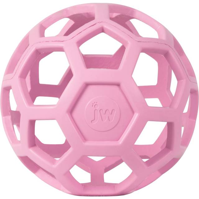 JW Pet HOL-ee Roller  Dog Toy Puzzle Ball  Natural Rubber  Large (5.5  Inch Diameter)  Pink