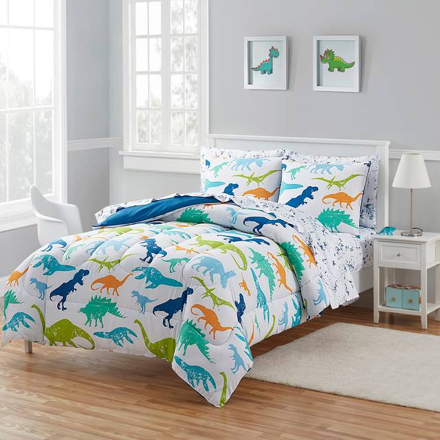 Kids Bedding Set Bed in a Bag for Boys and Girls Toddlers Printed Sheet Set and Comforter   Full  Dinosaur