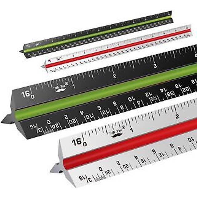 Mr. Pen- Architectural Scale Ruler  12 Inch  2 Pcs  Black & White  for Blueprints  Contractor  Architect  Drafting