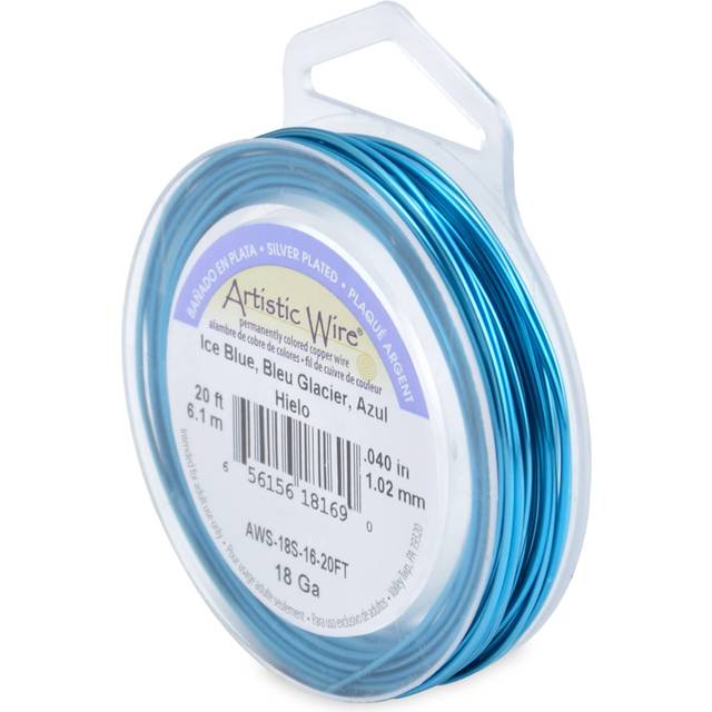 Artistic Wire 1.0 mm Silver Plated Tarnish Resistant Colored Copper Craft Wire  18 Gauge  20 ft  Ice Blue