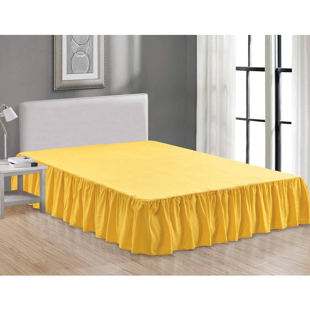 Sheets & Beyond Wrap Around Solid Microfiber Luxury Hotel Quality Fabric Bedroom gathered Ruffled Bedding Bed Skirt 14 Inch Drop (Twin, Yellow)
