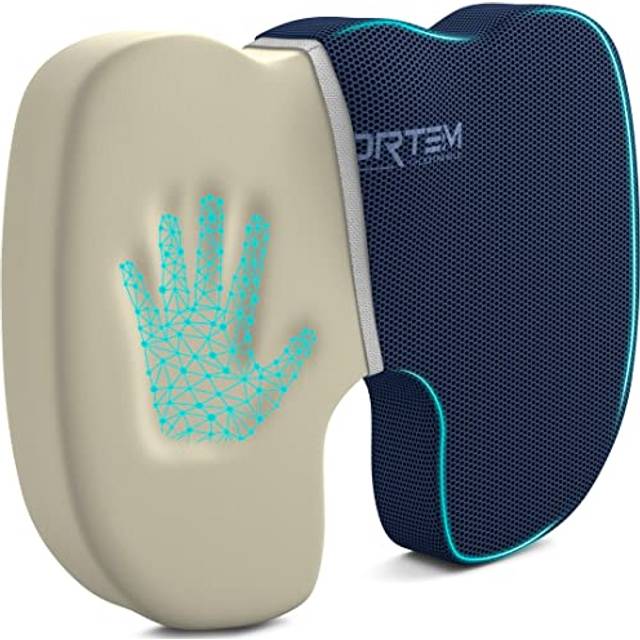 Seat Cushion Pillow for Office Computer Chair, Car, Wheelchair, Memory Foam, Improves Posture, Non-Slip Bottom, Washable Cover (Blue)