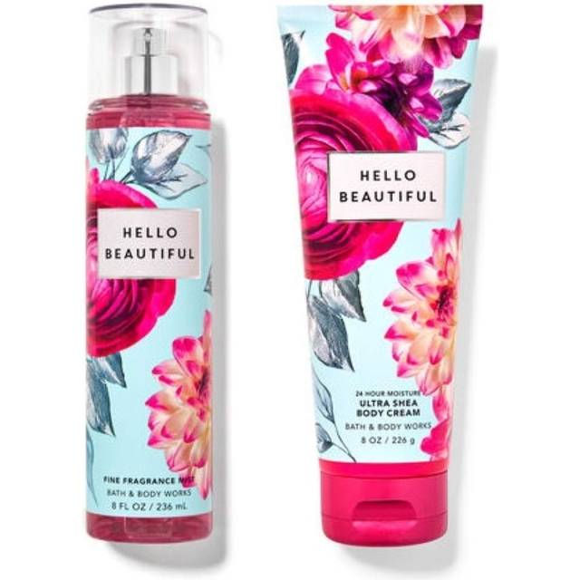 Bath & Body Works Bath and Body Works - Hello Beautiful - Gift Set - Fine Fragrance Mist & Body Cream - 2020 Full Size