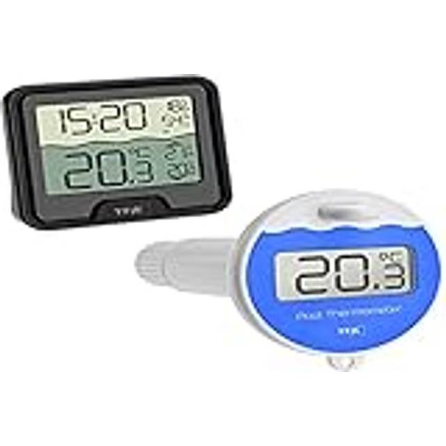 TFA Dostmann 30.3066 trådlös pooltermometer Marbella pooltermometer, svart med batterier