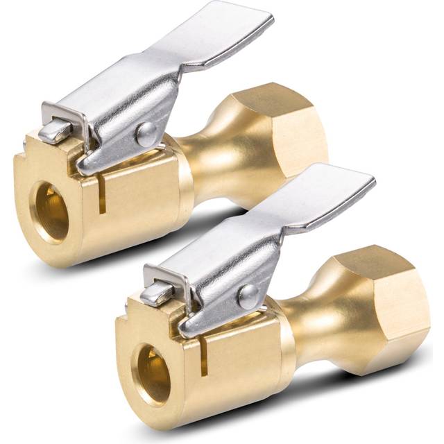 AstroAI Air Chuck  Heavy Duty Closed Flow Lock On Tire Chuck with Clip for Inflator Gauge Compressor Accessories  Yellow
