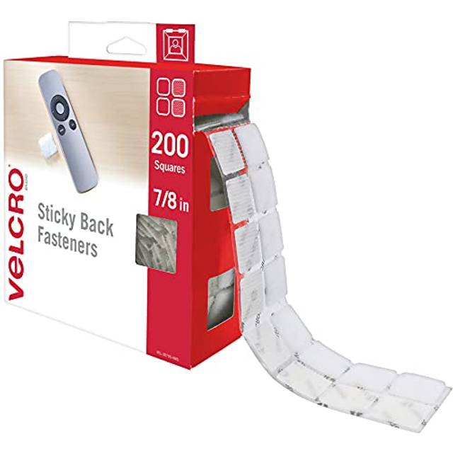 "VELCRO Brand Mounting Squares | 200pk  7/8"""""""" White | Adhesive Sticky Back Hook and Loop for Teacher Supplies  Office Organization (30705)"