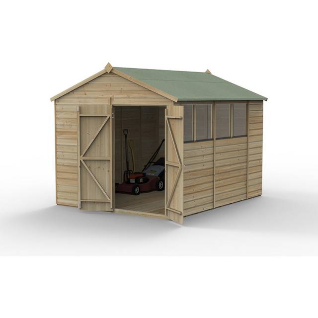 Forest Beckwood 8x10 Apex Shed - 4 Windows - Double Door (Installed)