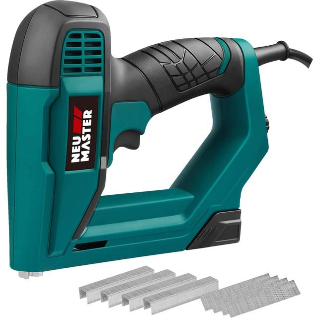 Brad Nailer NEU MASTER NTC0060 Electric Nail GunStaple Gun for DIY Project of Upholstery Carpentry and Woodworking Including Staples and Nails