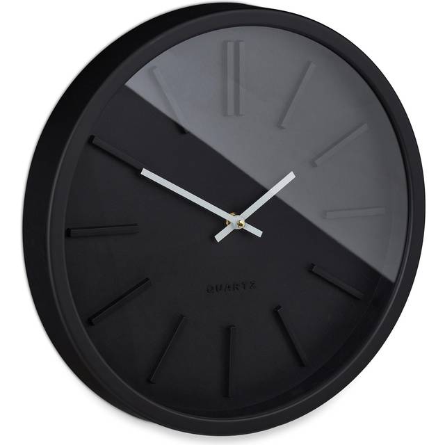 Wall Clock, Classic Round Shape, Modern Look, Analogue, Ticking, for Kitchen, Living Room, Study, Ø35cm, Black - Relaxdays
