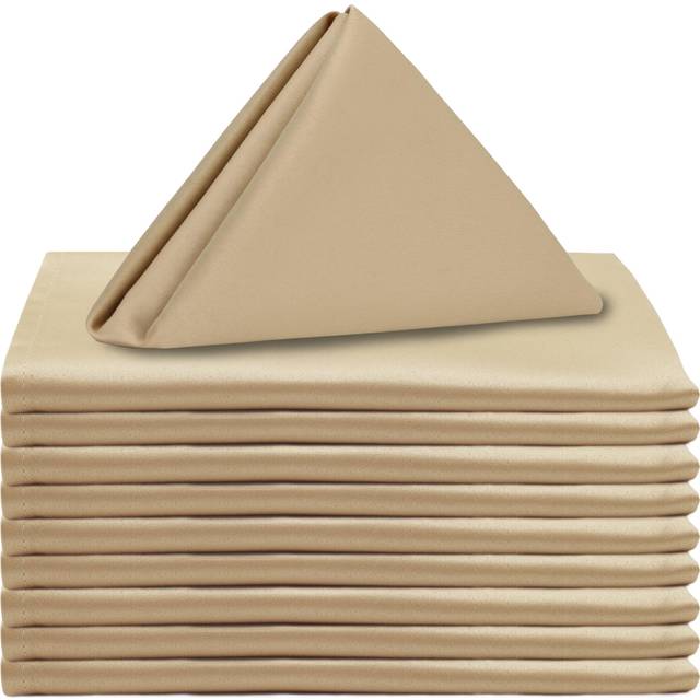 YOUR cHAIR cOVERS - 10 Pack 20 Inch LAmour Satin Napkins champagne, Oversized, Double Folded and Hemmed Table Napkins for Restaurant, Bistro, Wedding