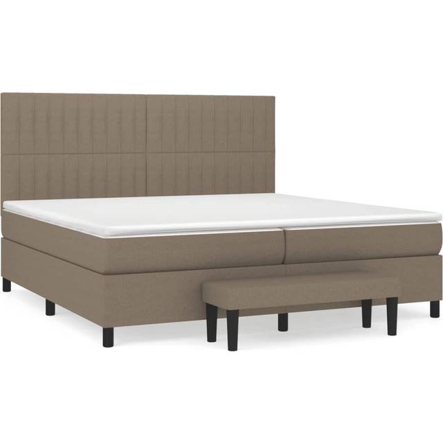 Ramsäng med madrass taupe 200x200 cm tyg