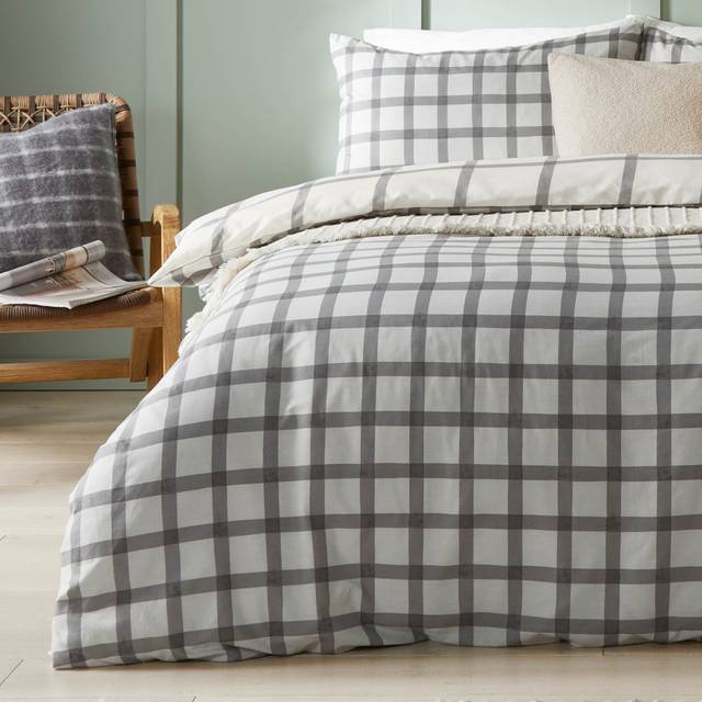 Riviera Canberra 144 Thread Reversible Duvet Cover & Pillowcase Set - Grey