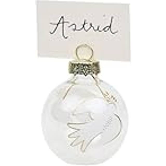 Dove & Mistletoe Glass Bauble Place Card Holders - 6 Pack