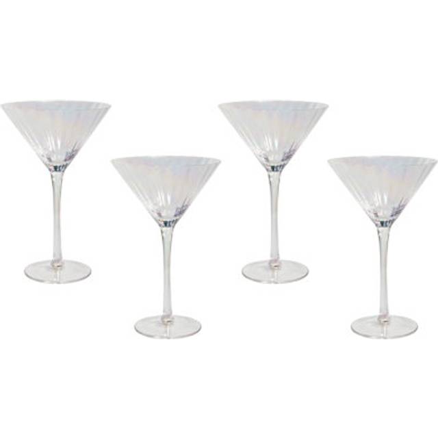 Set of 4 Martini Cocktail Glasses Hand-Blown 22 cl 8 oz Iridescent Finish Morganite