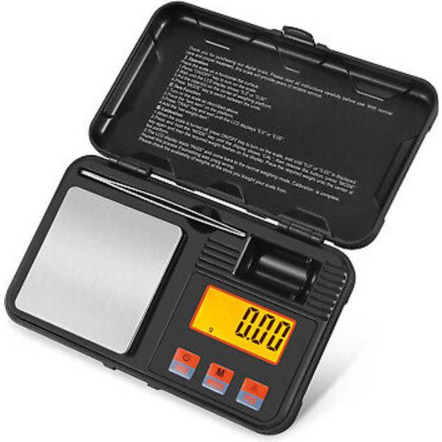 Flexzion Digital Scale Pocket Size Precision Gram Scale 50g/0.001g, Travel Portable Mini Kitchen Food Ounces Carats/w Tweezers, LCD Light, 50 g C