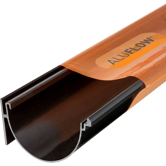 Clear Amber Aluflow Black Deep Aluminium Gutter 3m
