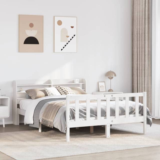 vidaXL Bed Frame without Mattress White 120x190 cm Small Double Solid Wood Pine