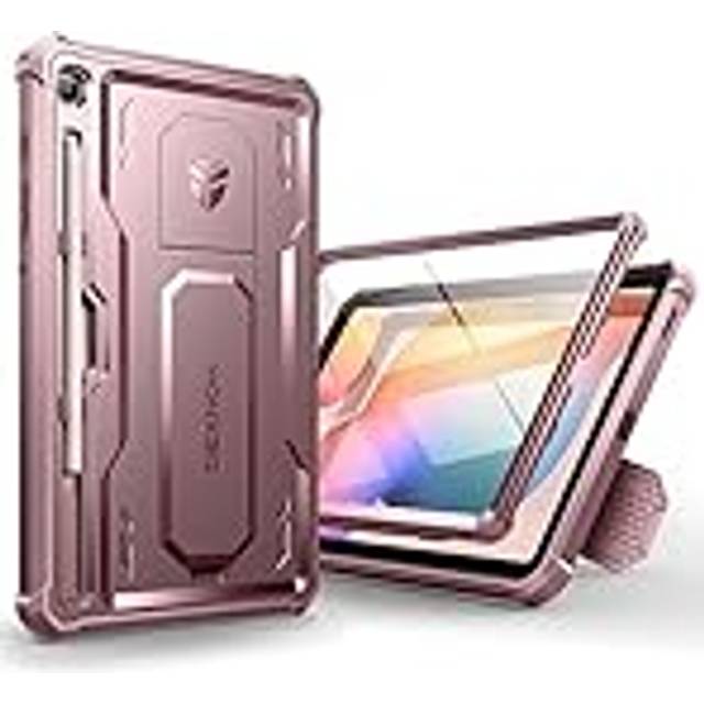Dexnor för Samsung Galaxy Tab S6 Lite fodral, [inbyggt skärmskydd och stativ] kraftigt militärklassat skydd stötsäkert skyddande fodral för Samsung Galaxy Tab S6 Lite – rosa