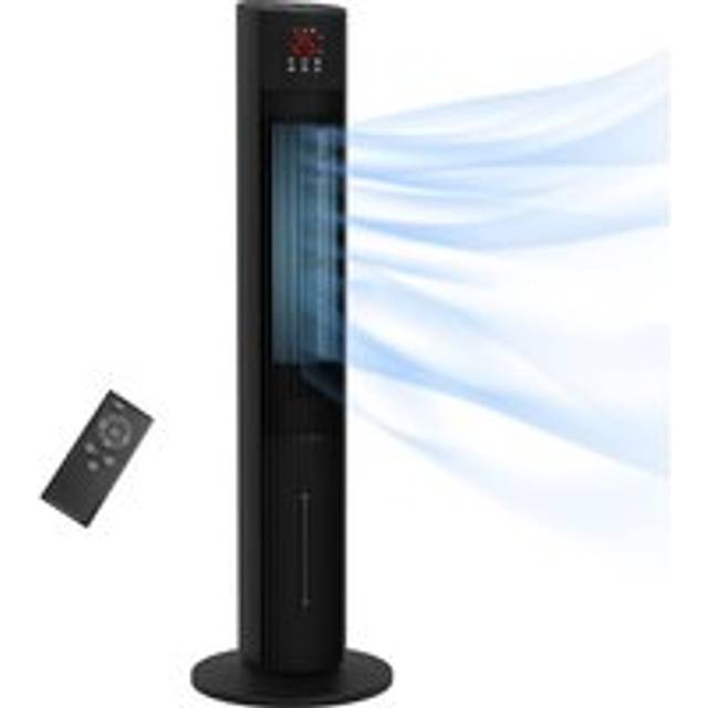 HOMCOM 42 Inch Tower Fan, Electric Cooling Fan With Ice Pack, Remote, 3.5L Water Tank, Black