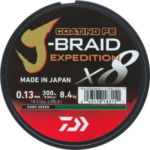 Daiwa J-Braid Expedition x8E 150m Dark Green - 0.10mm