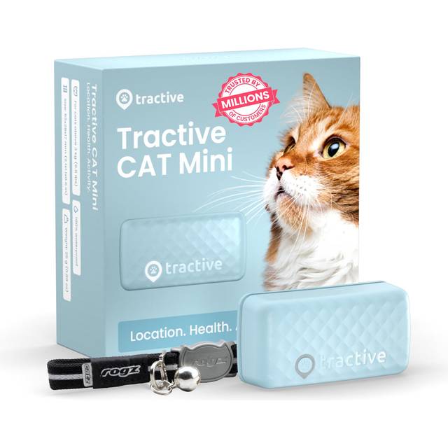 Tractive GPS Cat Tracker Mini: real-time GPS tracker for cats, waterproof, location history, activity & sleep, territory analysis, escape alerts (Mint)