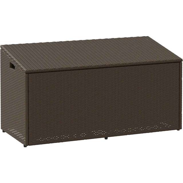 Förvaringslåda för trädgården brun 110x50x58 cm konstrotting