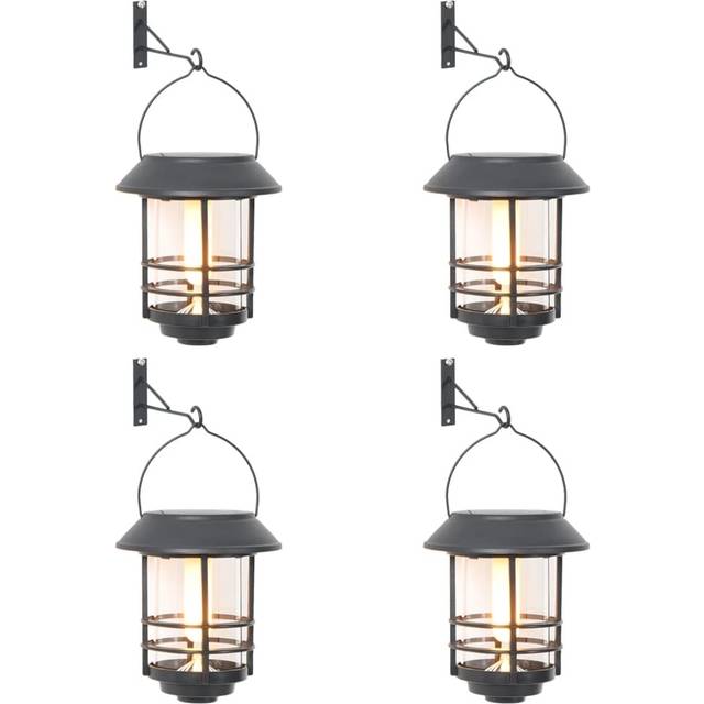(warm white, 4 pcs) vidaXL Solar Outdoor Wall Lanterns Pathway Lamp Wall Light Flickering Flame