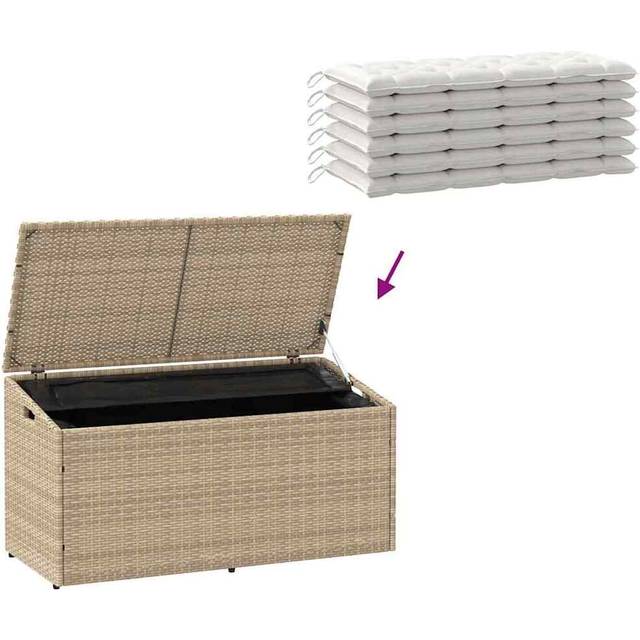 Förvaringslåda för trädgård beige 110x50x58 cm konstrotting