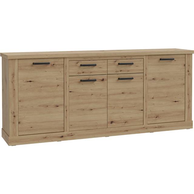 Kupar 4 Door 2 Drawer Sideboard in Artisan Oak - Brown (90.3cm H X 212.8cm W X 41.3cm D)