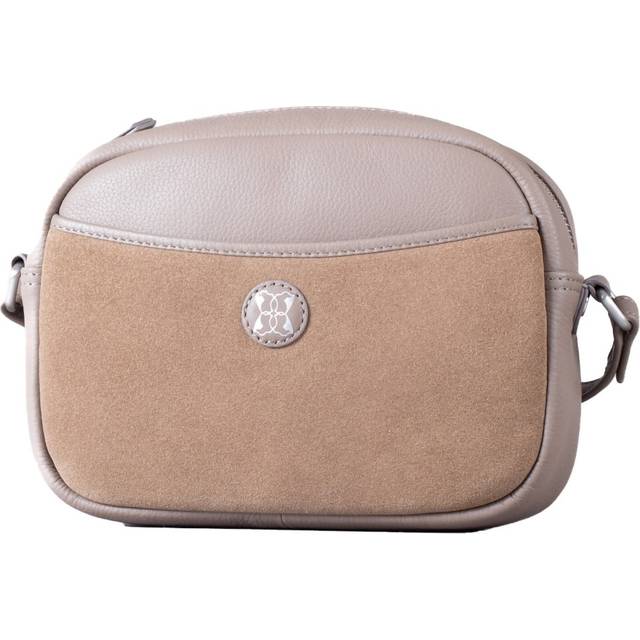 Coniston Leather Cross Body Camera Bag in Taupe - Beige