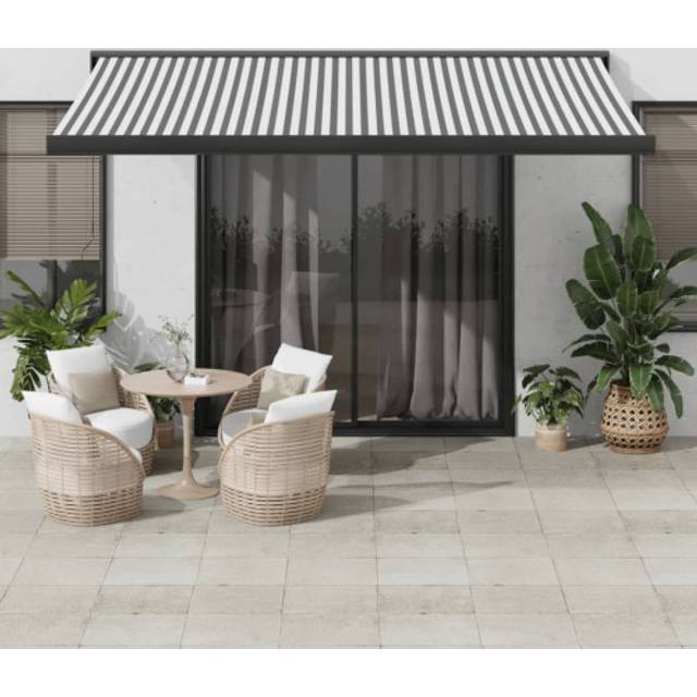 Vidaxl Retractable Awning Anthracite And White 4x3 M Fabric&aluminium