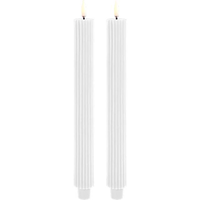 Uyuni Lighting - Taper Candle LED Grooved 2-pack 3,2x25,5 cm Nordic White/Smooth  Lighting